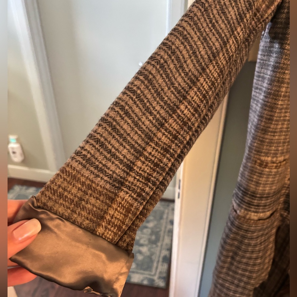 Grizas Plaid Long Coat in Brown and Gray - Picture 3 of 11
